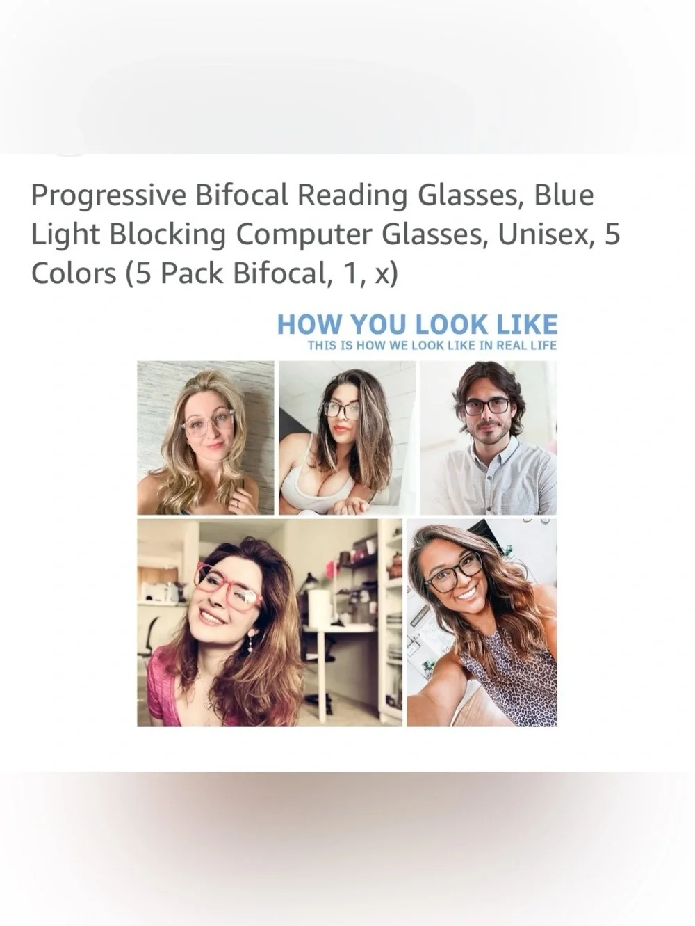 Bifocal Reading Glasses, Blue Light Blocking 1.5  Unisex, 5 Colors /5 Pack